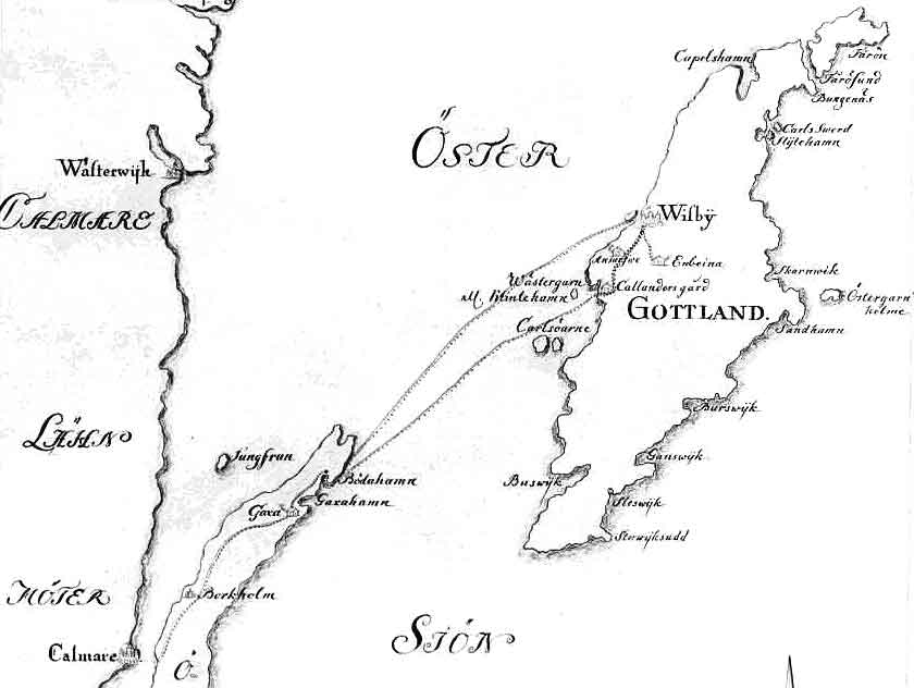 Postföringslinjen Kalmar - Öland - Gotland 1750 - talet - Västergarn - Callianders gård